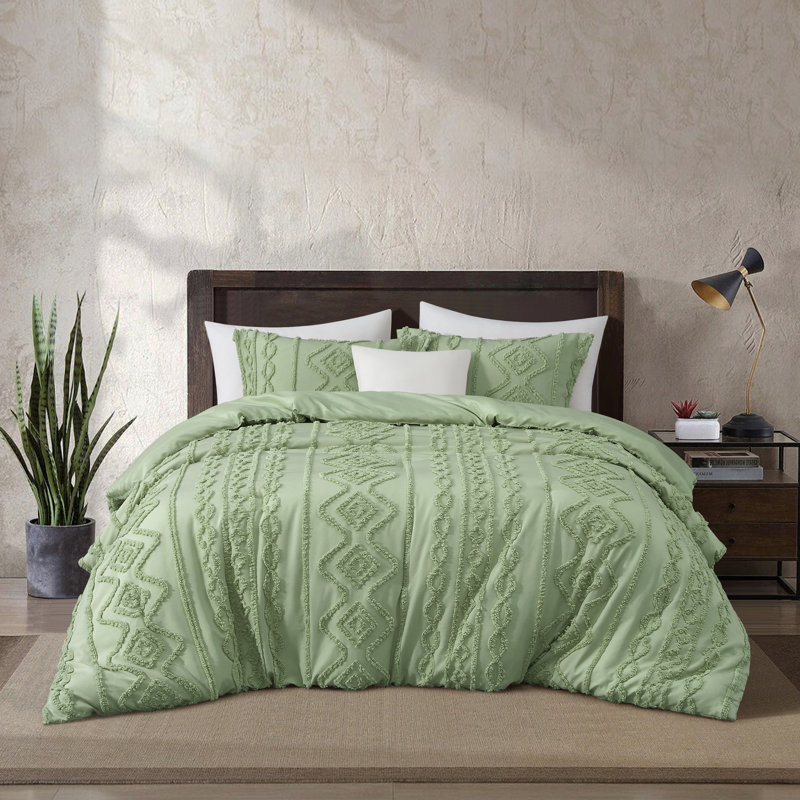 Algoma 3 Piece Modern Geometric Comforter Set, Twin Comforter + 2 Standard Shams, Sage