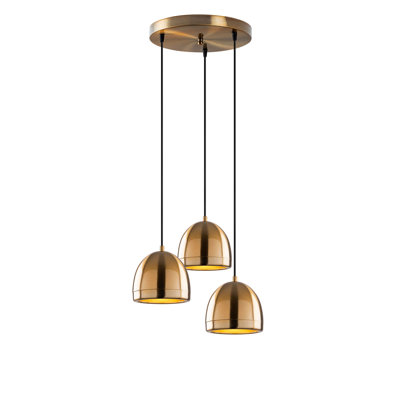 Luminaire suspendu en forme de dôme à 3 lumières
