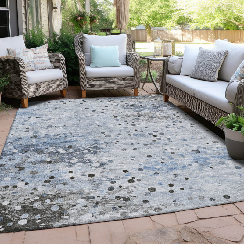 Machine Washable Indoor/Outdoor Xhevrie Sky Rug, Rectangle 9' x 12'