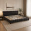 Lit capitonné en chenille avec tiroir de rangement, tête de lit confortable et cadre robuste pour chambres modernes-1171820569