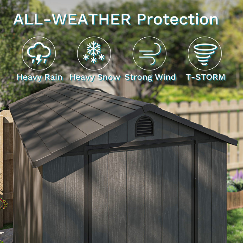 4 Ft. W X 8 Ft. D Resin Storage Shed, Black