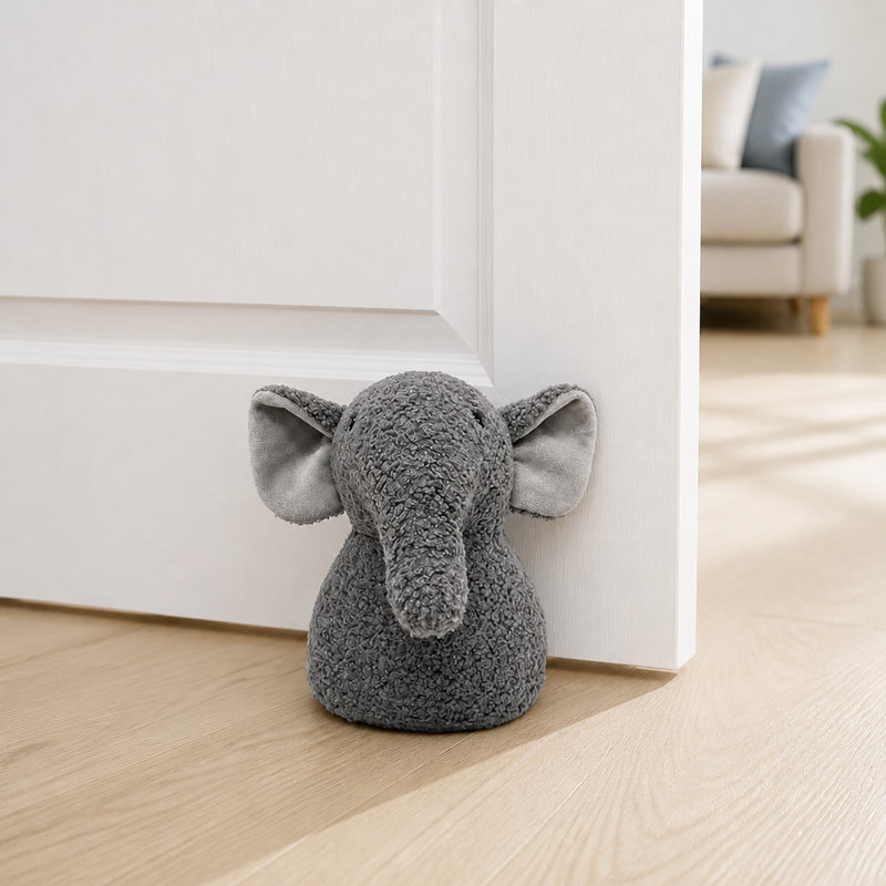 Butoir de porte décoratif en éléphant - support en tissu épais de 2,3 lb