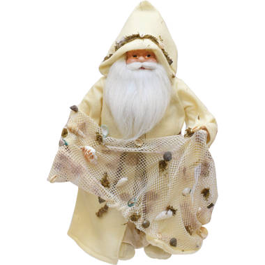 Northlight 16 Nautical Inspired Santa Claus Holding A Net with Shells and Seaweed