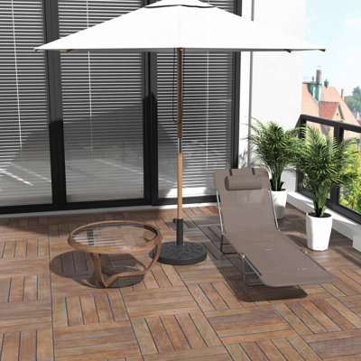 Chaise longue pliante, chaise longue de bronzage, chaise longue d'extérieur avec dossier inclinable à 5 positions, siège en filet respirant, appui-tête pour la plage, cour, patio, brun