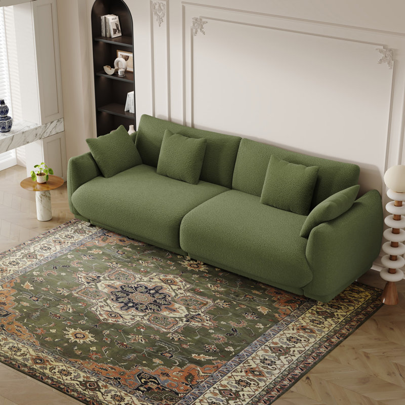 Duleba Upholstered 86.6'' Sofa, Green Fabric