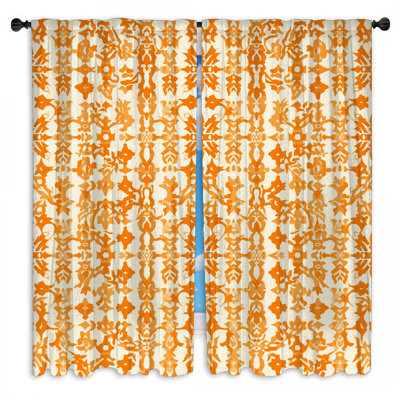 Rideaux orange obscurcissant et damas orange - 2 panneaux