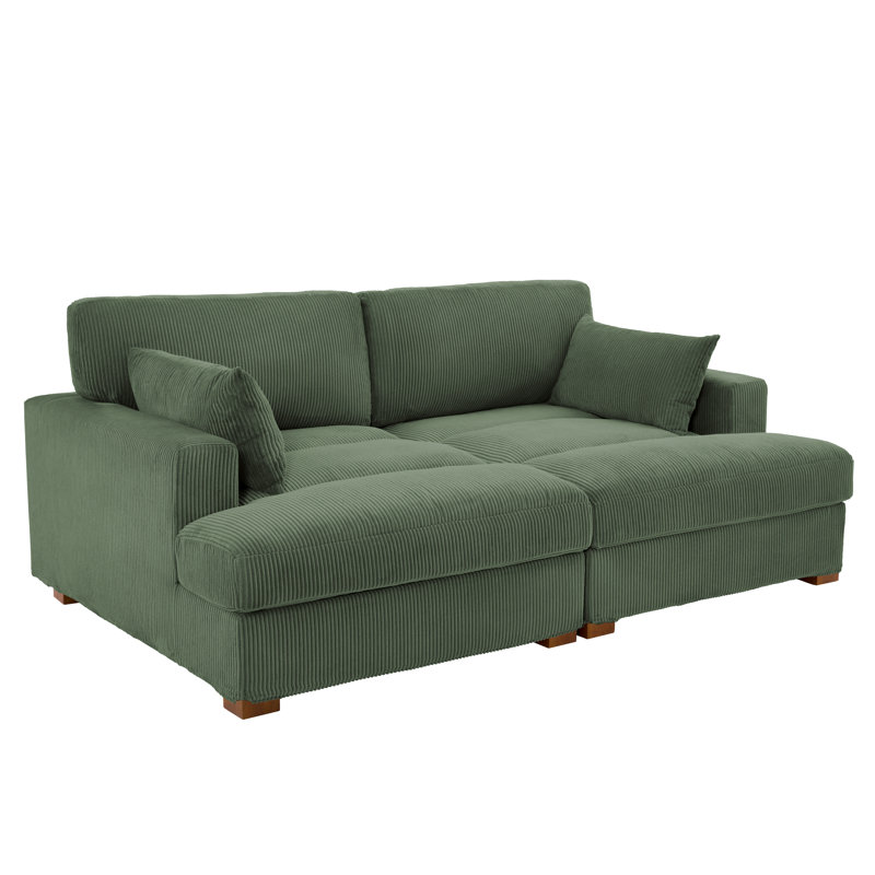 Stoneville 83.9" W Standard Sofa and Chaise, Green