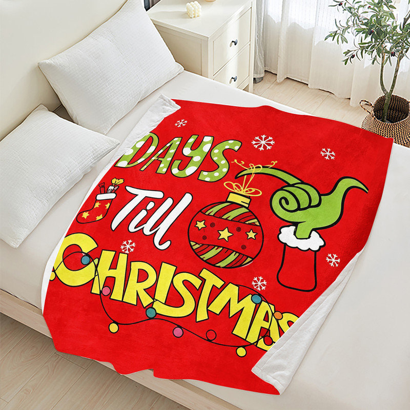 Couverture polaire en flanelle JYK pour Noël, légère, respirante, douce et chaude en microfibre pelucheuse, 76 x 102 cm, Jours avant Noël