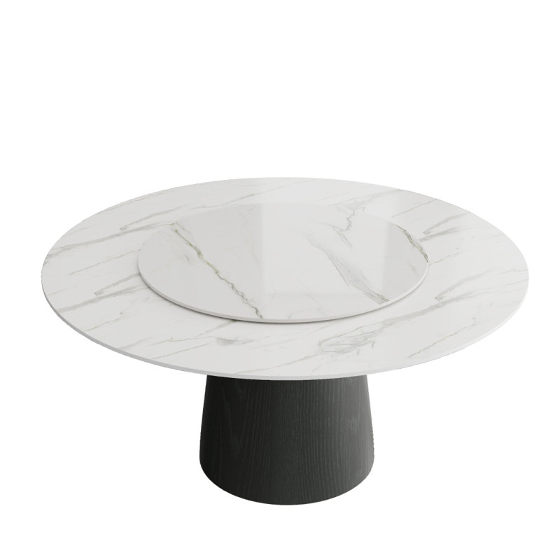 Table de salle à manger Modern, H 29,59 po x L 53,22 po x l 53,22 po, Blanc / Gris, Noir