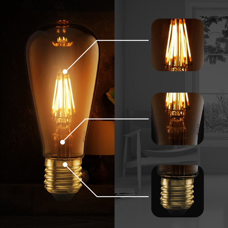 ST64 Dimmable LED E27 Screw Bulb 6W 5 Pack
