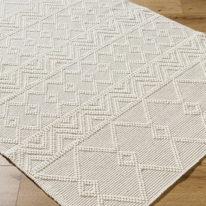 Hygge Textured Wool Hand Woven Area Rug, Rectangle 91 x 152 cm