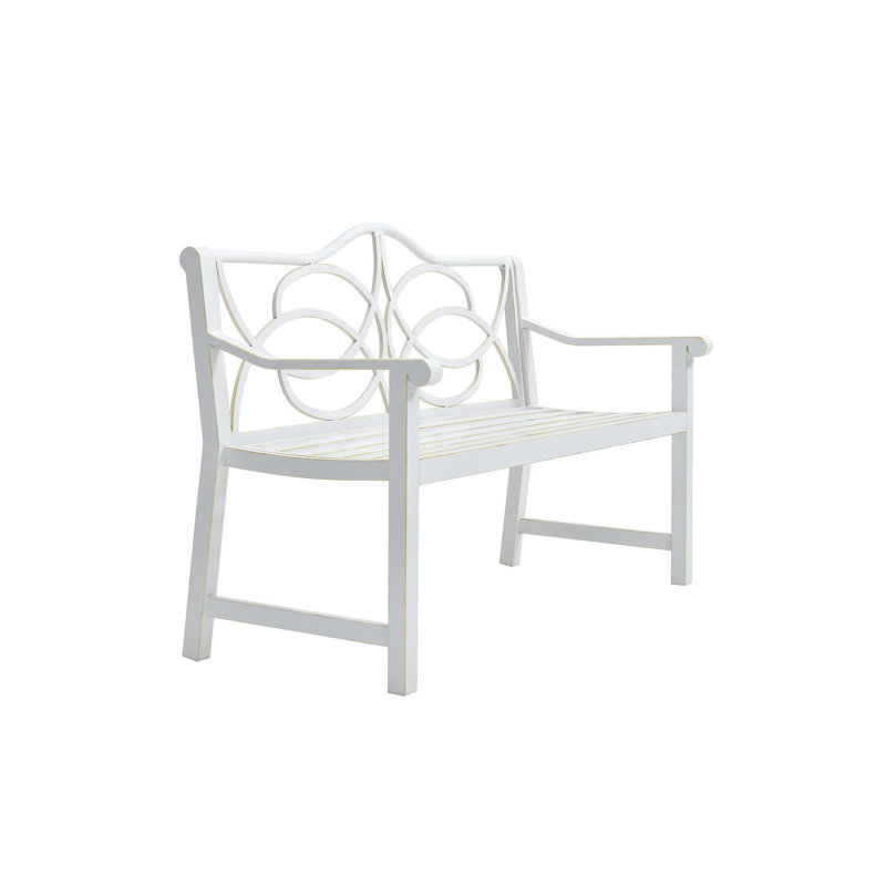 Garden Patio Bench In White - Metal Frame With & Armrest, Strong, Rust-, Protected, Accommodates 2-3 People, Simple Install Style Construction Rustproof, , 2-3, Easy Assembly Required