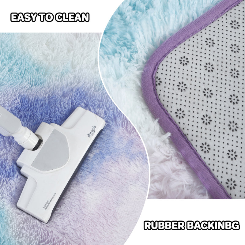1 tapis moelleux teint à la main, tapis moelleux de luxe moderne, tapis de salon, Rectangle 7 pi 11 po x 9 pi 10 po, Purple