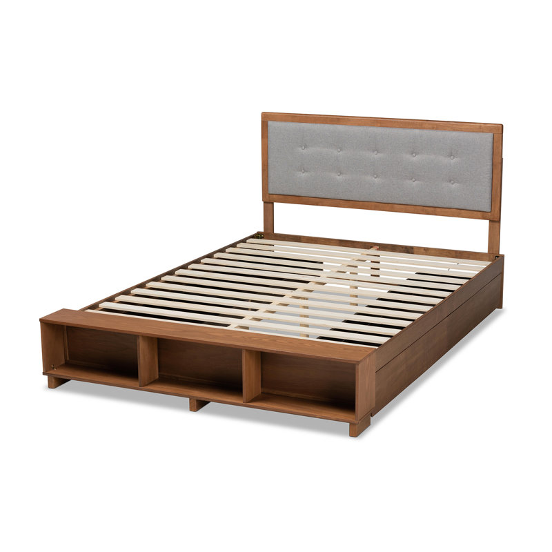 Antwan Upholstered Platform Bed, Brown/Light Gray, King