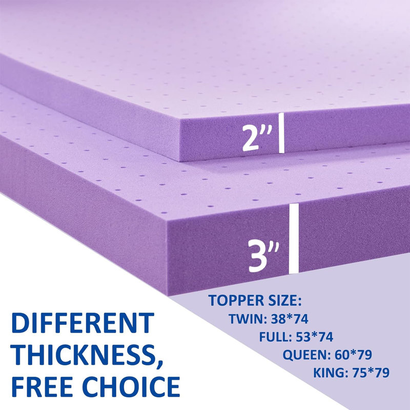 Drumraymond 2 Inch Gel Memory Foam Mattress Topper, Twin XL