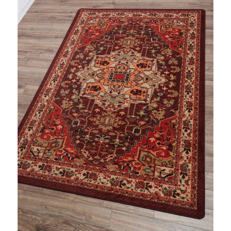 Tapis rouge / beige à motif oriental Prolley, Rectangle 3 pi 10 po x 5 pi 4 po