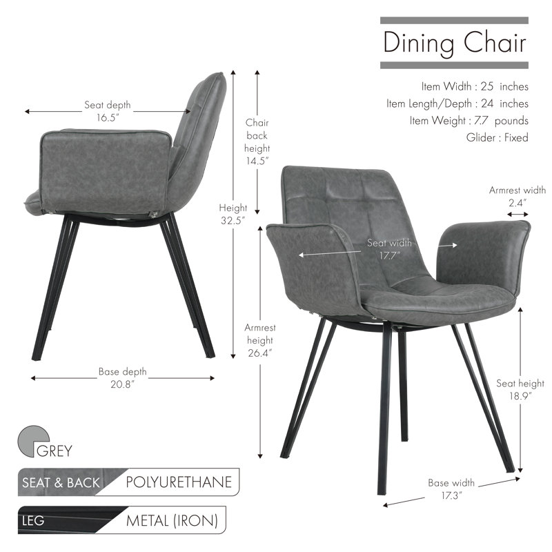 Sharolyn 18.9'' H Tufted Polyurethane Upholstered Armchair, Gray