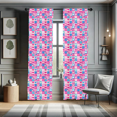 Love Geometric Semi-Sheer Rod Pocket Curtain Panels