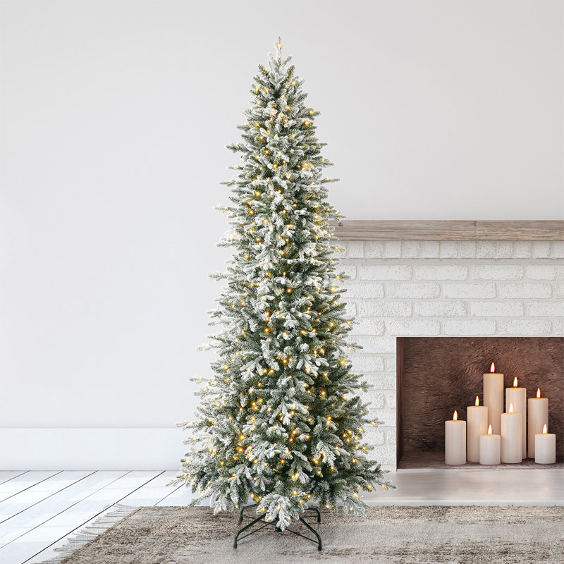 Home Heritage Snowy Redwood Pine 7.5' Prelit Artificial Christmas Tree White LED