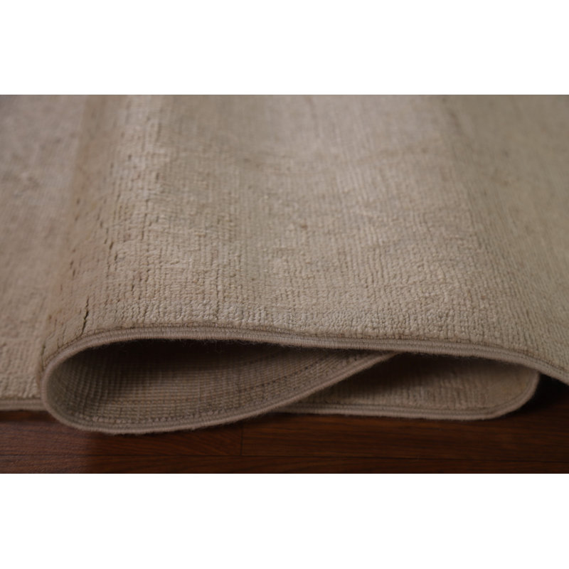 Tapis vert oriental en laine noué à la main 5 pi 7 po x 8 pi 5 po