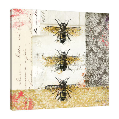 «Golden Bees N Butterflies I», toile tendue par Katie pertiet