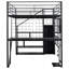 Lit mezzanine double avec poste de travail intégré, garde-robe, escalier de rangement et éclairage DEL, pour économiser de l'espace dans les chambres d'enfants