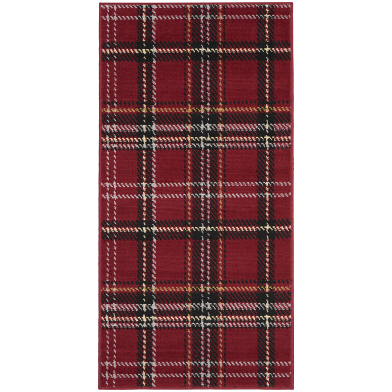 Tapis rouge carreauté Hankinson Prague, Tapis de couloir 2 pi x 4 pi