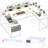 78.8" U Shaped Computer Desk With Power Outlets, USB Ports, LED Strip And Monitor Stand, Reversible L Shaped Desk With Storage Shelves-1069040332