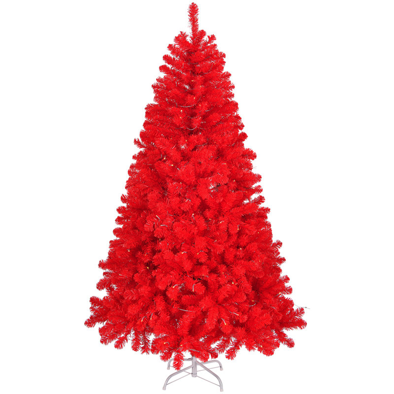  Arbre de Noël rouge en PVC 7 pi avec 1100 branches