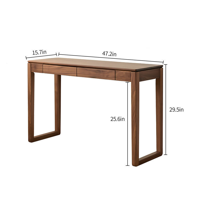 Bureau simple en bois massif noyer Simple, H 29,5 po x l 47,2 po x P 15,7 po
