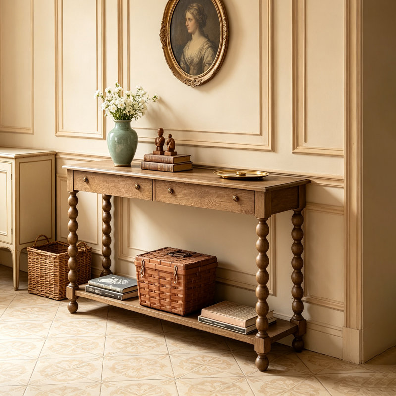 console à tiroirs de style français, 31.5" H x 47.24" W x 15.75" D