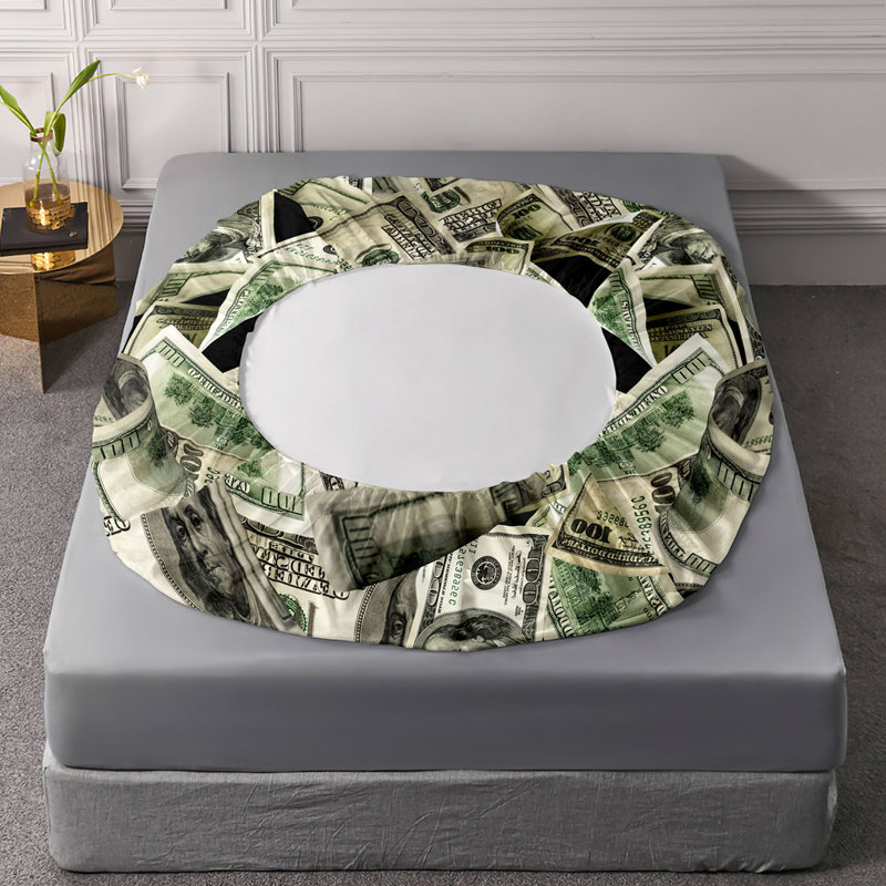 Ensemble de draps et de taies d'oreiller en microfibre à motif de billets de 100 billets Orylavena Flying Flying, Lit double
