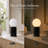 11.5" Modern Natural Black Marble Table Lamp with Milky Glass Globe Shade-1773578284