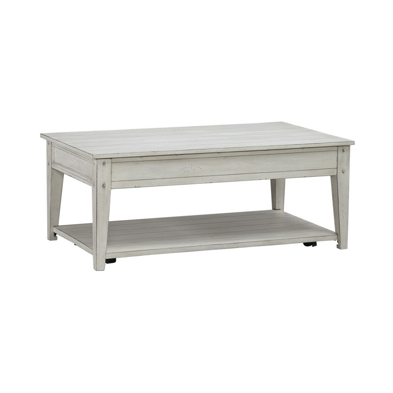 Laron Lift Top Cocktail Table w/ Casters, White