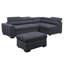 Canapé-lit modulaire en tissu avec repose-tête réglable et repose-pieds avec rangement