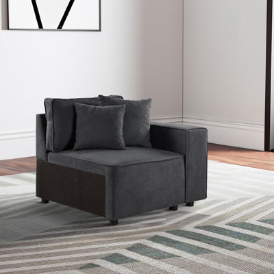 Grey Left Facing Loose Back Accent Chair