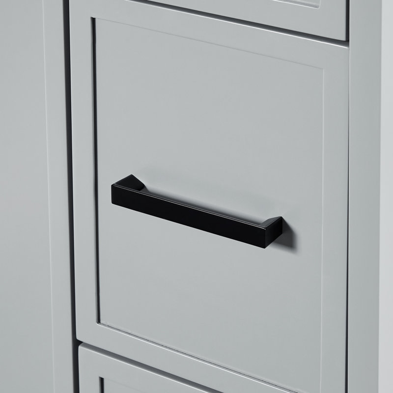 Meuble-lavabo ovale simple 43 po avec comptoir en quartz pur Ariel Kellie, Gris