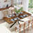 55.11"-70.86"Retro Rectangular Stretch Dining Table, Antique Wood Top And Same Color Relief Plate,With Storage Box,Suitable For Dining Rooms, Kitchens, And Living Rooms, Brown-1302843581