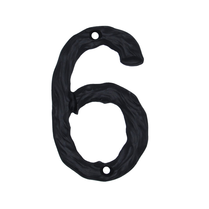 Numéro de maison de 4 po, 6, Noir mat