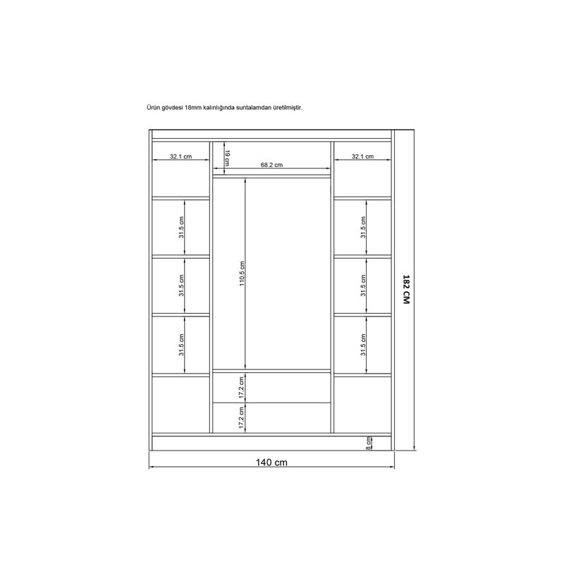 Berend 4 Door Manufactured Wood Wardrobe, 189cm H x 54cm W x 41.5cm D
