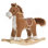 Cheval à bascule en peluche sur des chaises berçantes en bois, chaise berçante avec sons, gueule mobile, queue qui remue, brun
