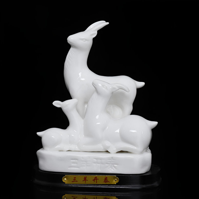Figurine en céramique à trois chèvres - Bon augure pour la bonne fortune