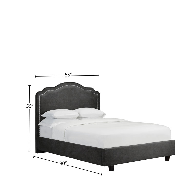 Lit plateforme en tissu d’ameublement Stonebraker, Grand, Similicuir - pierre