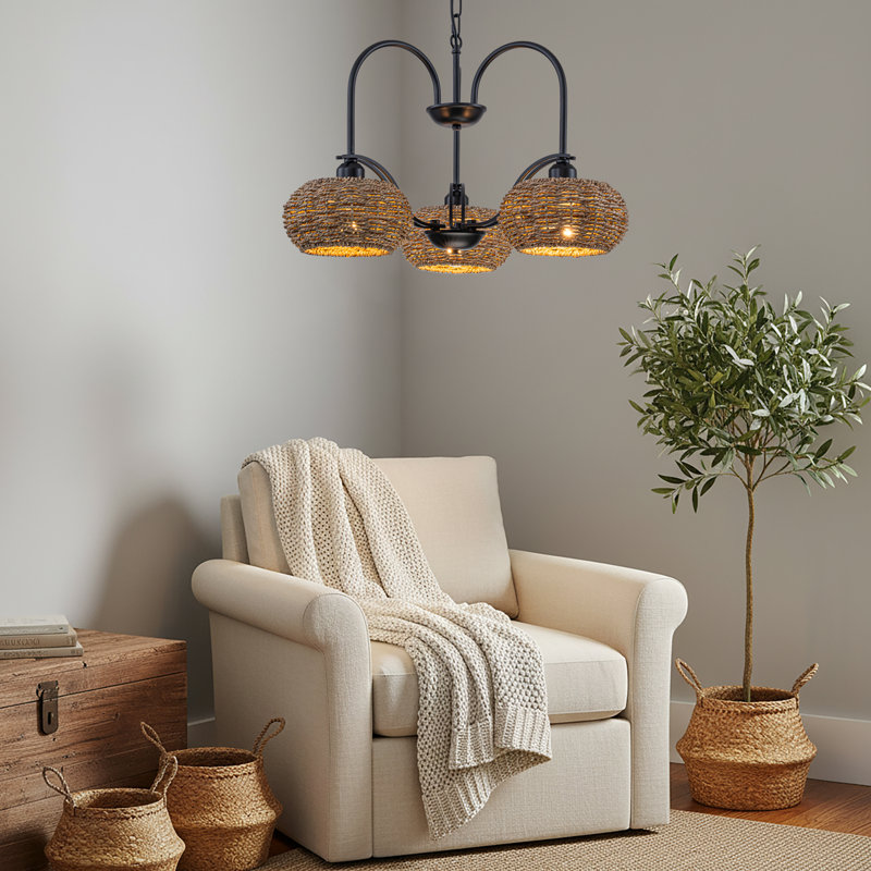 Lustre rustique Modern Farmhouse, H 16 po x l 22 po x P 22 po, 3