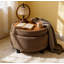 Repose-pieds rond avec rangement de 25 pouces avec plateau, table basse ronde en tissu capitonné avec rangement, repose-pieds rembourré avec plateau amovible pour le salon, la chambre à coucher et le café-1004531026