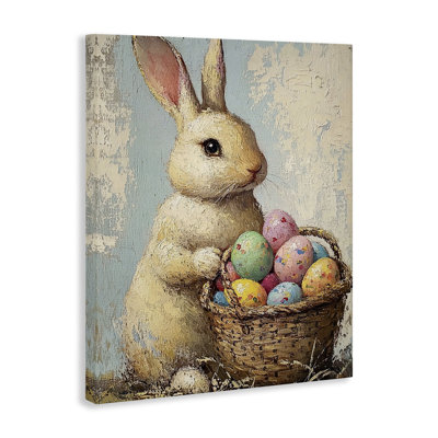 Easter Bunny Basket Canvas Wall Art, design by Franklyn Gregory