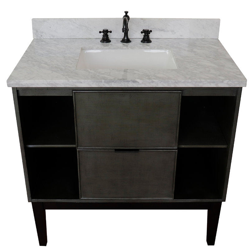 Ensemble de meuble-lavabo simple 37 po Bodway, Marbre de Carrare blanc