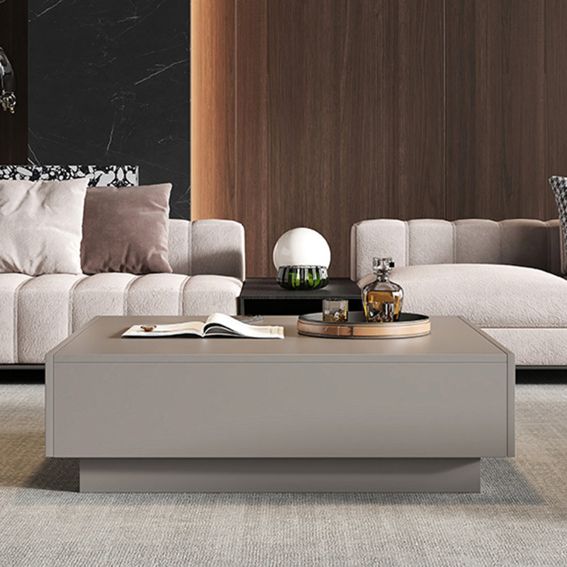 Creative minimalist square coffee table, Khaki, Khaki, 13.8" H x 35.4" L x 35.4" W