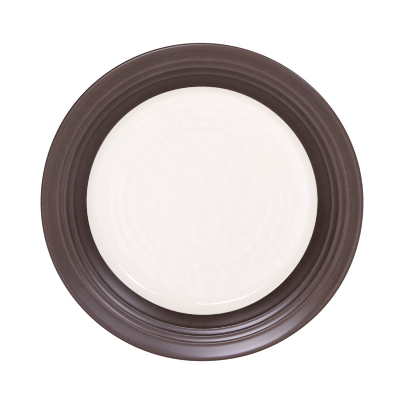 Assiette à salade en mélamine 9" durango formel, Blanc antique / Chocolat