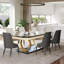 Table de salle à manger d'ingrédient moderne en marbre noir avec base à double piédestal Ingris-465584009